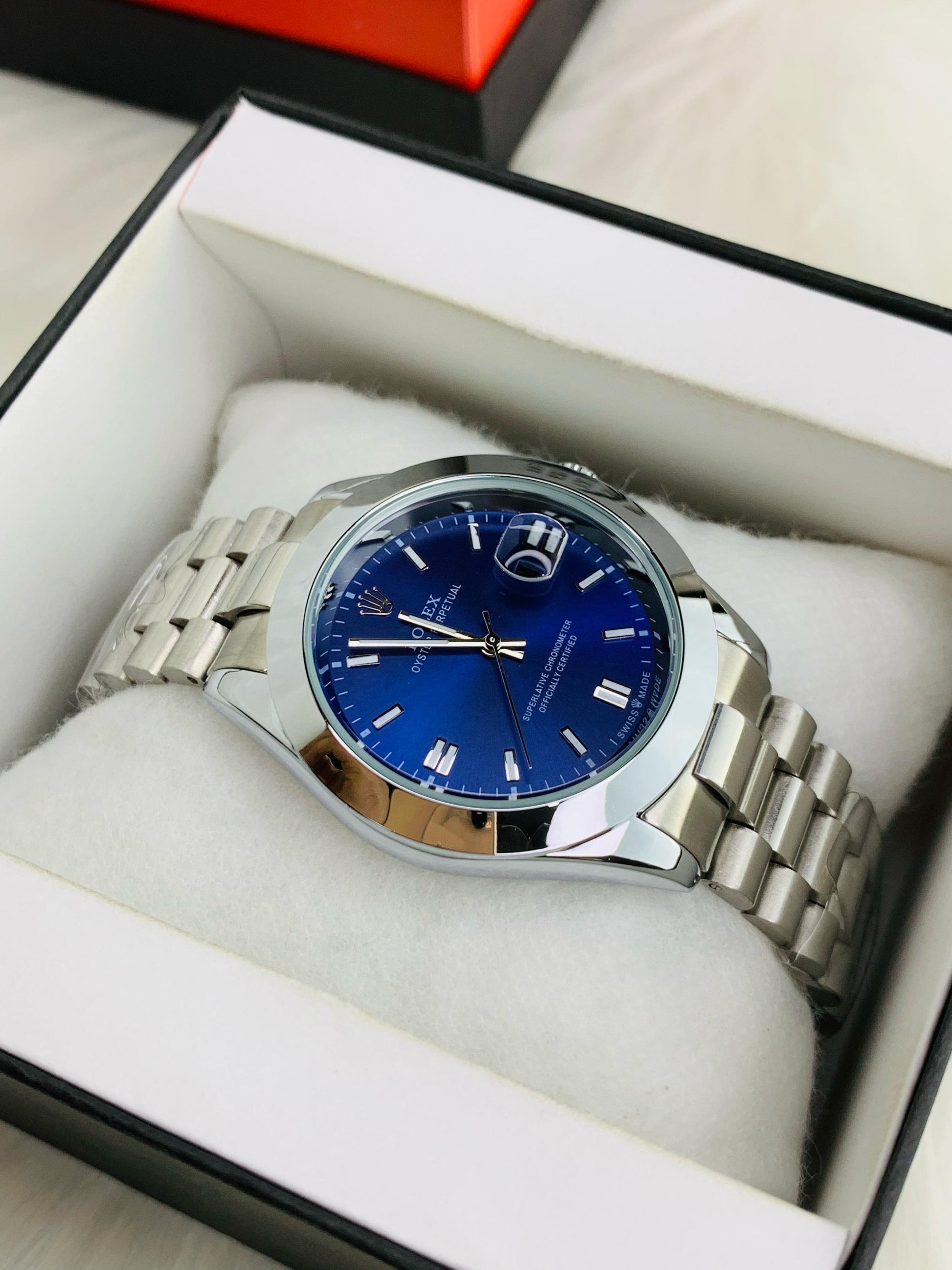 Date Working Index Model Blue Dial